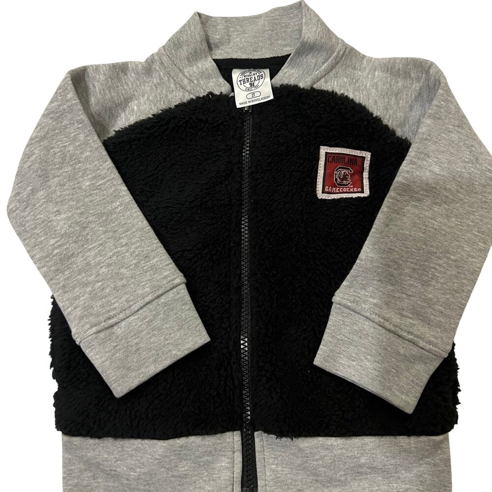 Carolina gamecocks Boys Toddler Black Gray Full Zip Sweatshirt Jacket 2T sherpa